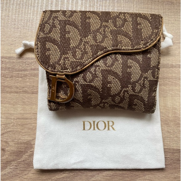 Dior Handbags - VINTAGE Dior Brown Tan beige Trotter Saddle Wallet 100% AUTHENTIC w/dust bag